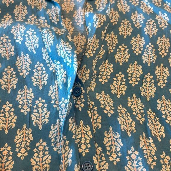 ZARA blue/white print short ruffle hem babydoll dress boho Sz M - Picture 8 of 12